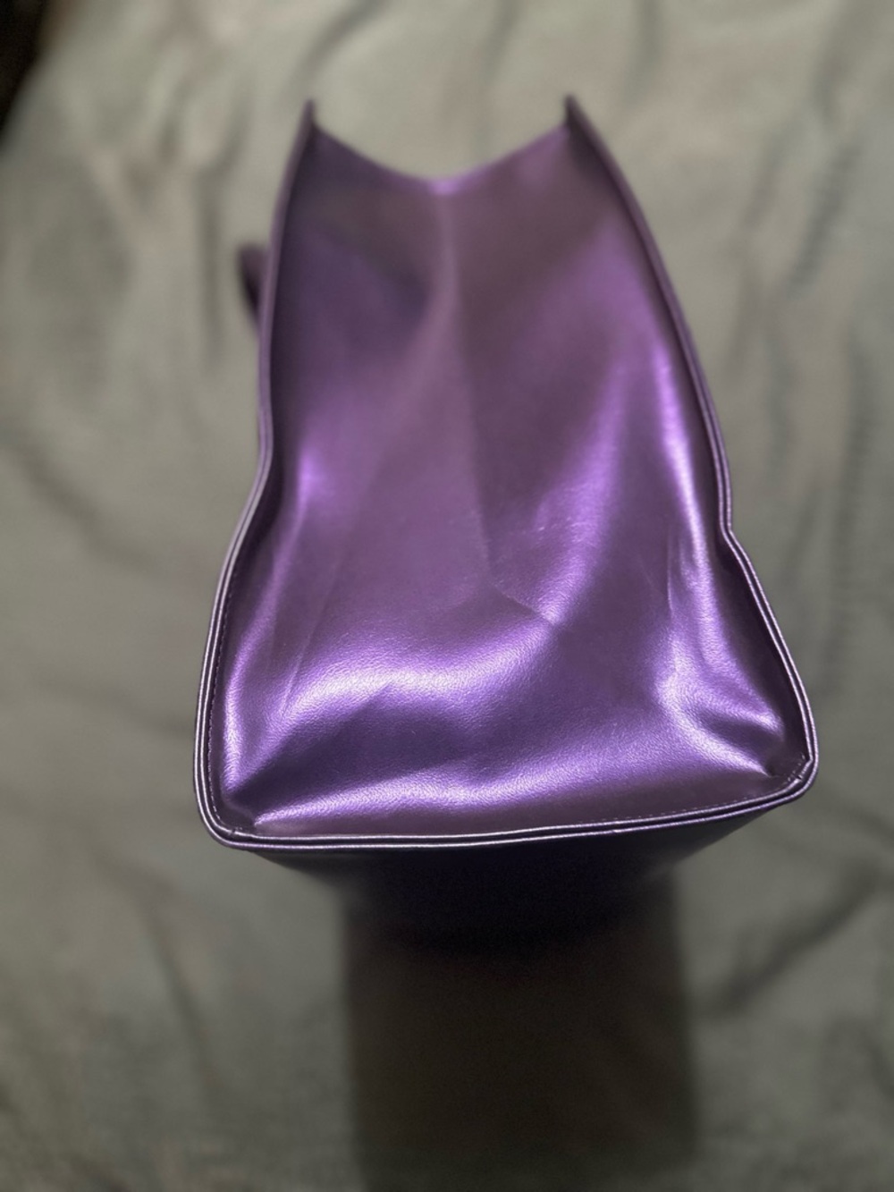 Telfar Metallic Purple AÇAÍ Shopping Tote with Embossed Logo - Picture 3 of 4